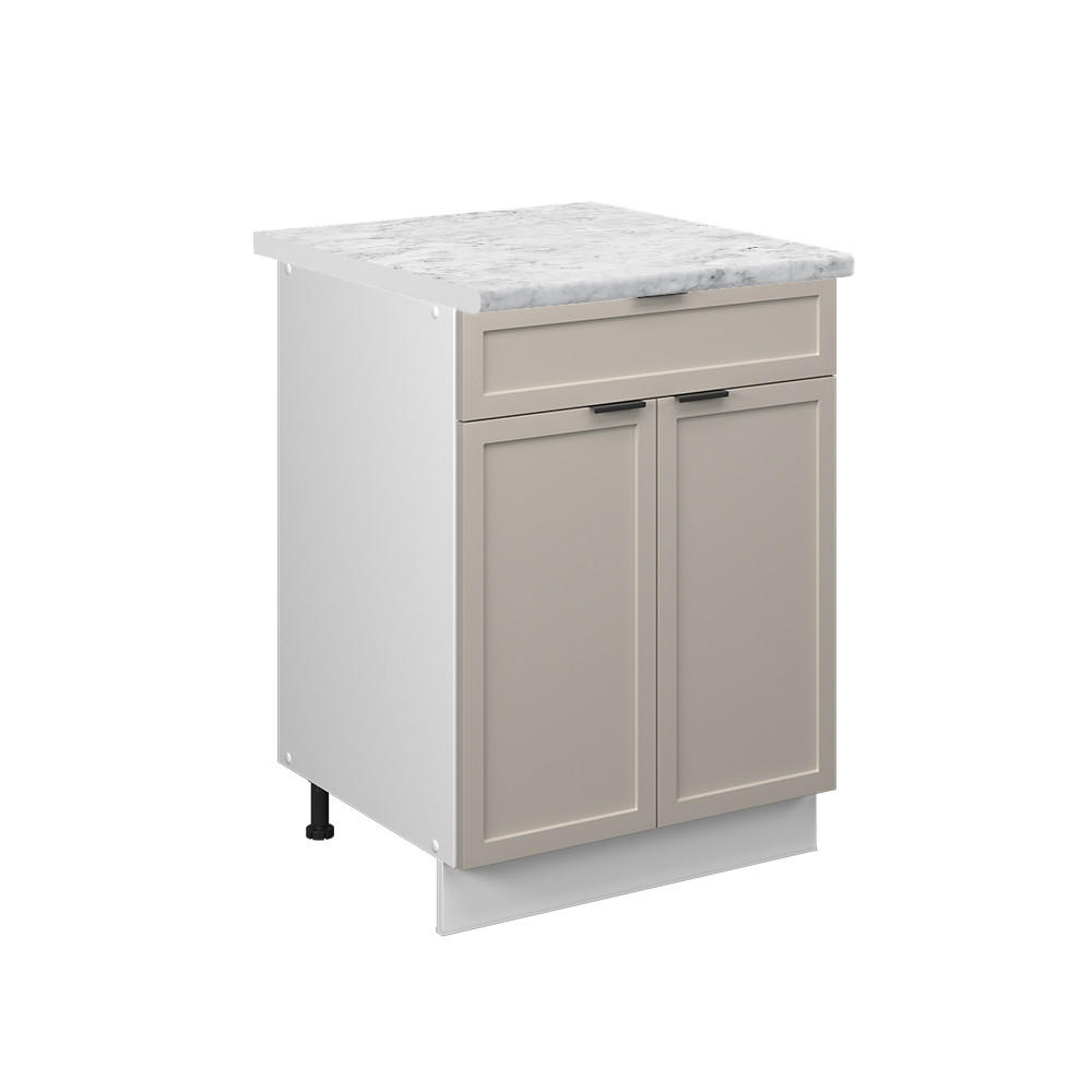 KÜCHENUNTERSCHRANK Fame-Line GrauBeige 60 cm mit Schublade, AP Marmor - Weiß/Grau, Holzwerkstoff (60/82/60cm) - Vicco