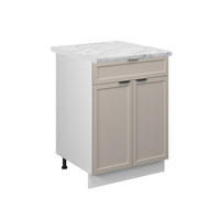 KÜCHENUNTERSCHRANK Fame-Line GrauBeige 60 cm mit Schublade, AP Marmor - Weiß/Grau, Holzwerkstoff (60/82/60cm) - Vicco