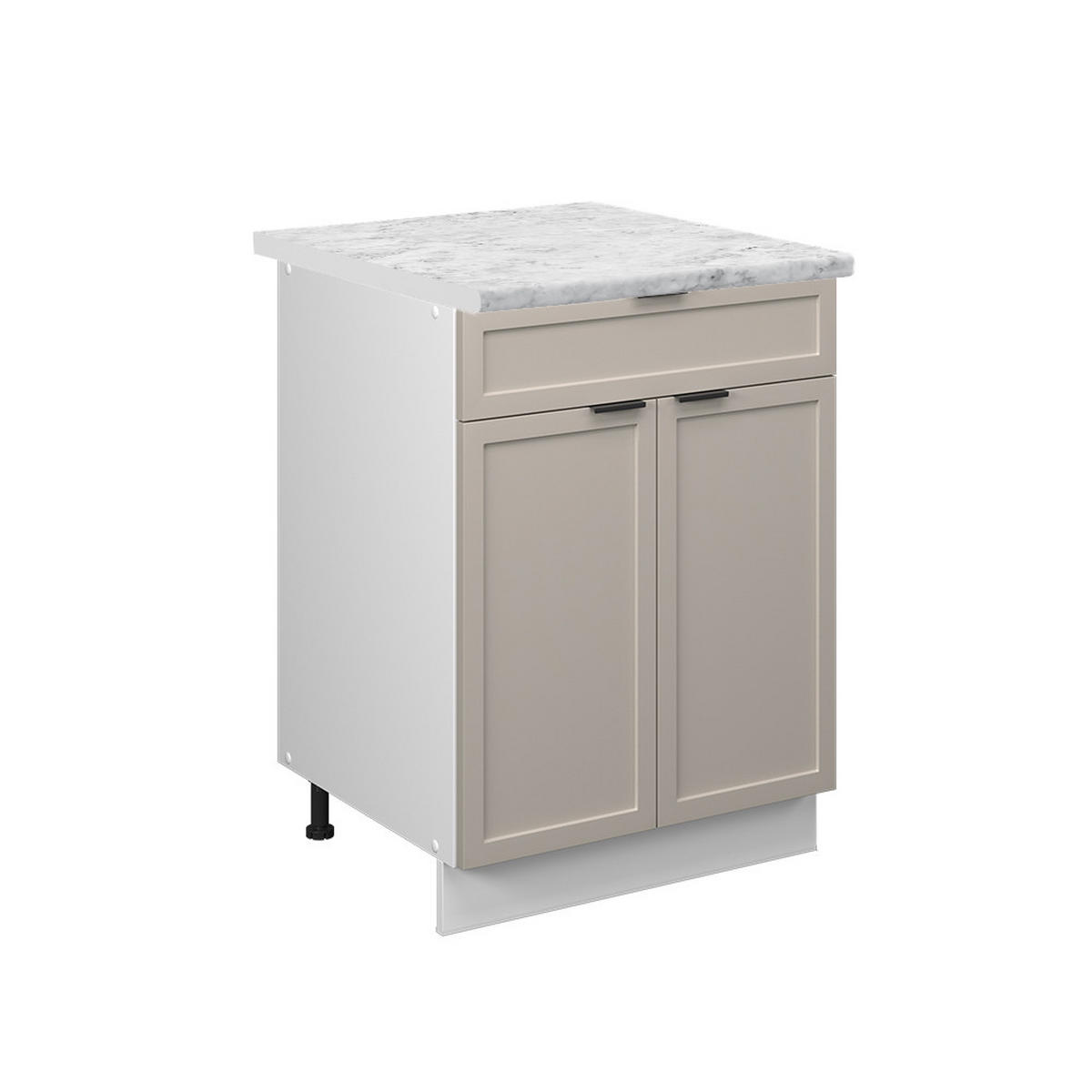 KÜCHENUNTERSCHRANK Fame-Line GrauBeige 60 cm mit Schublade, AP Marmor - Weiß/Grau, Holzwerkstoff (60/82/60cm) - Vicco