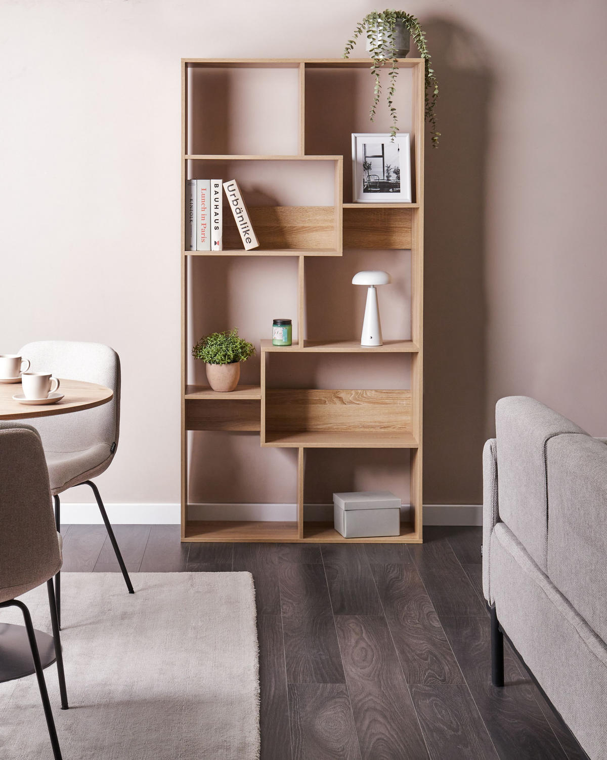 BIBLIOTECĂ cu 6 niveluri 180 cm maro deschisă Chateh - maro deschis, compozit lemnos (90/180/29cm) - Beliani