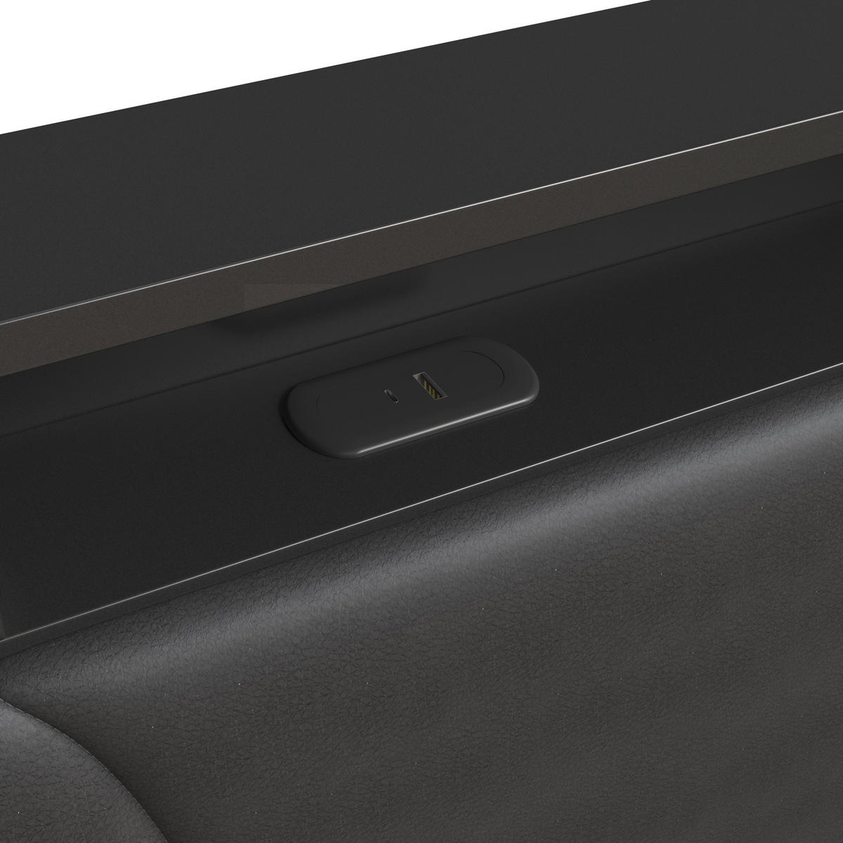 BETT 160x200 cm mit LED und USB, Doppelbett 160x200 cm mit Bettkasten, schwebendes Design, Schwarz PU - Schwarz, Leder/Metall (160/200cm) - GENKI LIVING