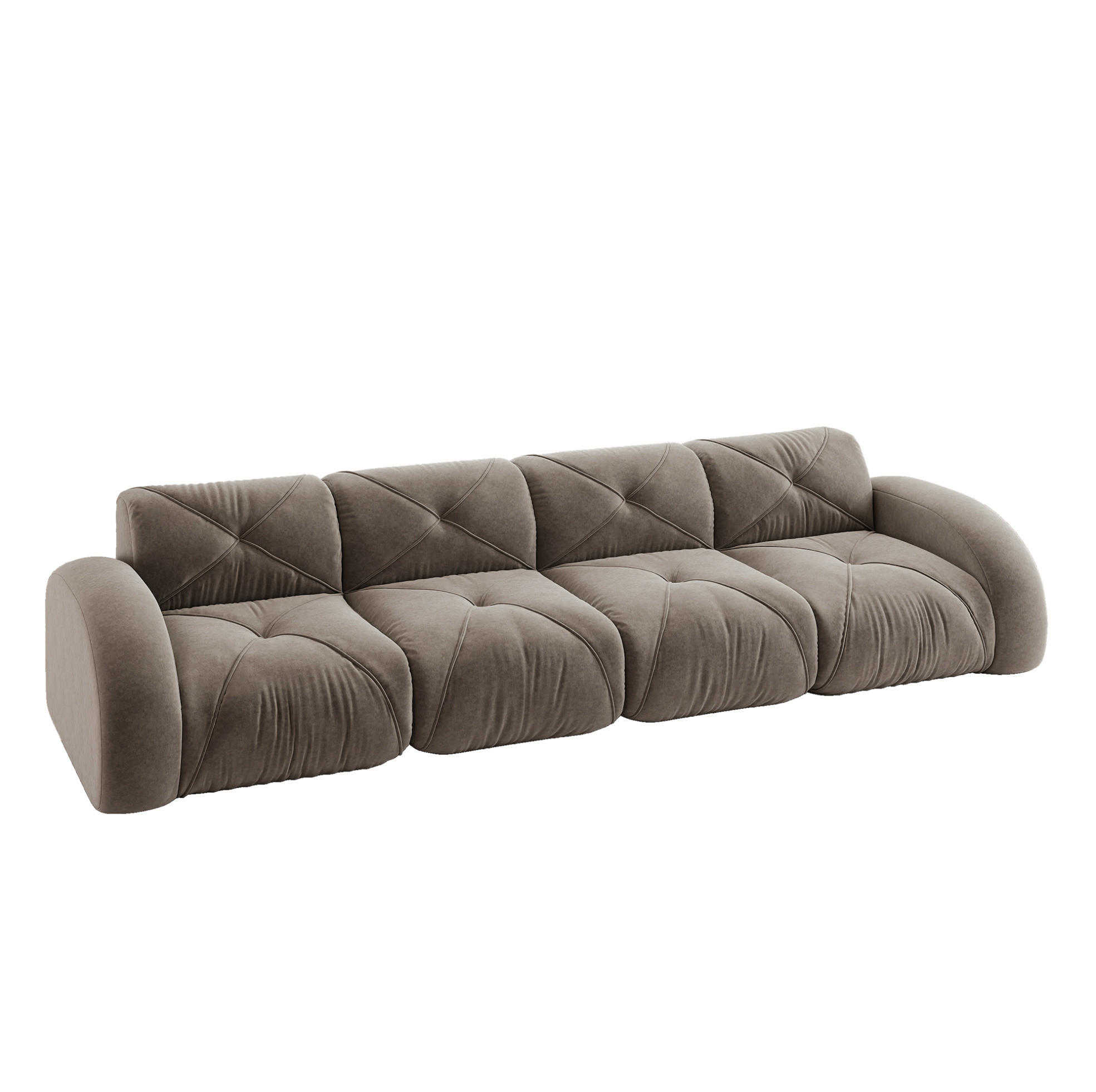 MODULSOFA 4-Sitzer aus Chenille mit rahmenlosem Design Taupe - Taupe, Textil (95/76/358cm) - Modenvie