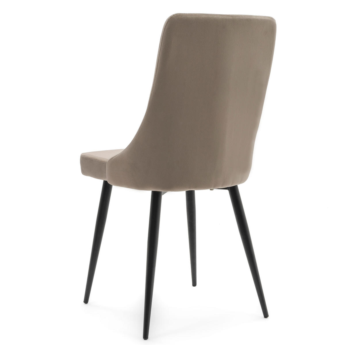 STUHL CAREN gepolstert mit Steppung - dunkelbeige - Samt Velours - Beige/Schwarz, Metall (50/94/65cm) - NEW HOME