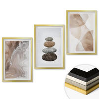 WANDBILDER 3er Set - 40x60 cm Goldrahmen - Abstrakte Pastellformen - Goldfarben, Kunststoff (40/60cm) - ArtPrintCave