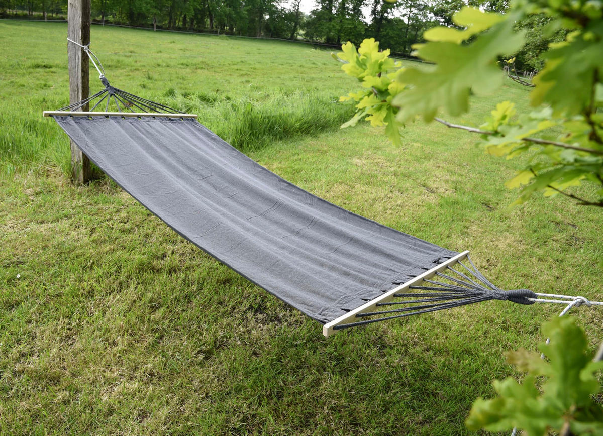 HÄNGEMATTE Trier Anthrazit Kastanie Relaxmatte zum Hängen - Anthrazit, Holz (100/0.6/280cm) - DELUKE