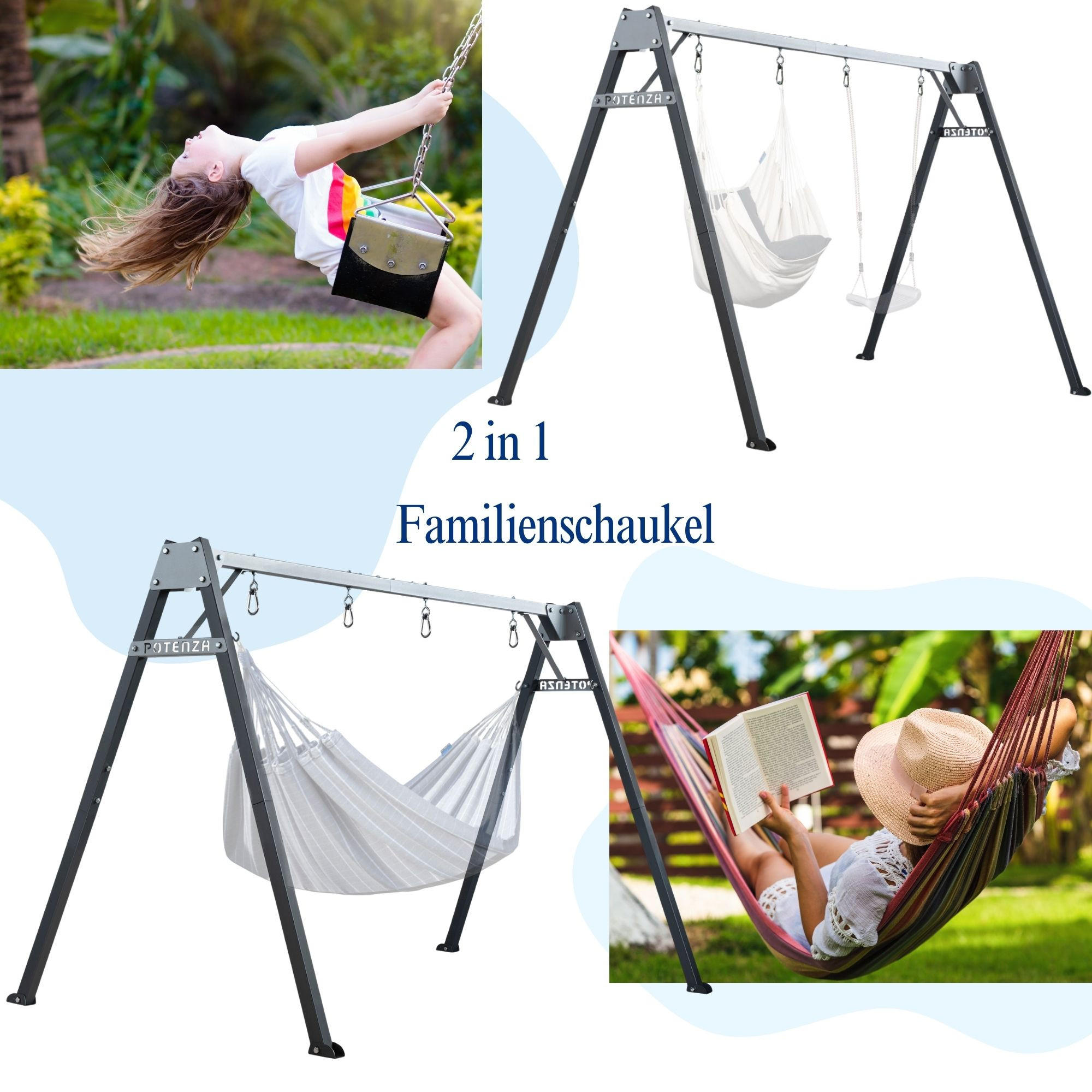 KINDERSCHAUKEL feuerverzinktes Schaukelgestell - Graphitfarben, Metall (250/173cm) - Potenza