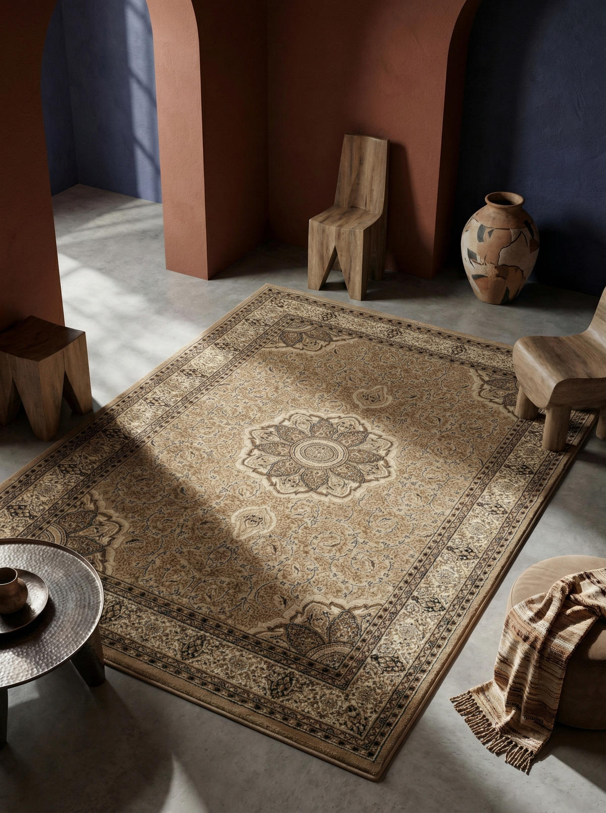 TEPPICH Kurzflor GEISLER in Beige, orientalisch, 240 x 340 cm - Beige, Textil (240/340cm) - KADIMA DESIGN