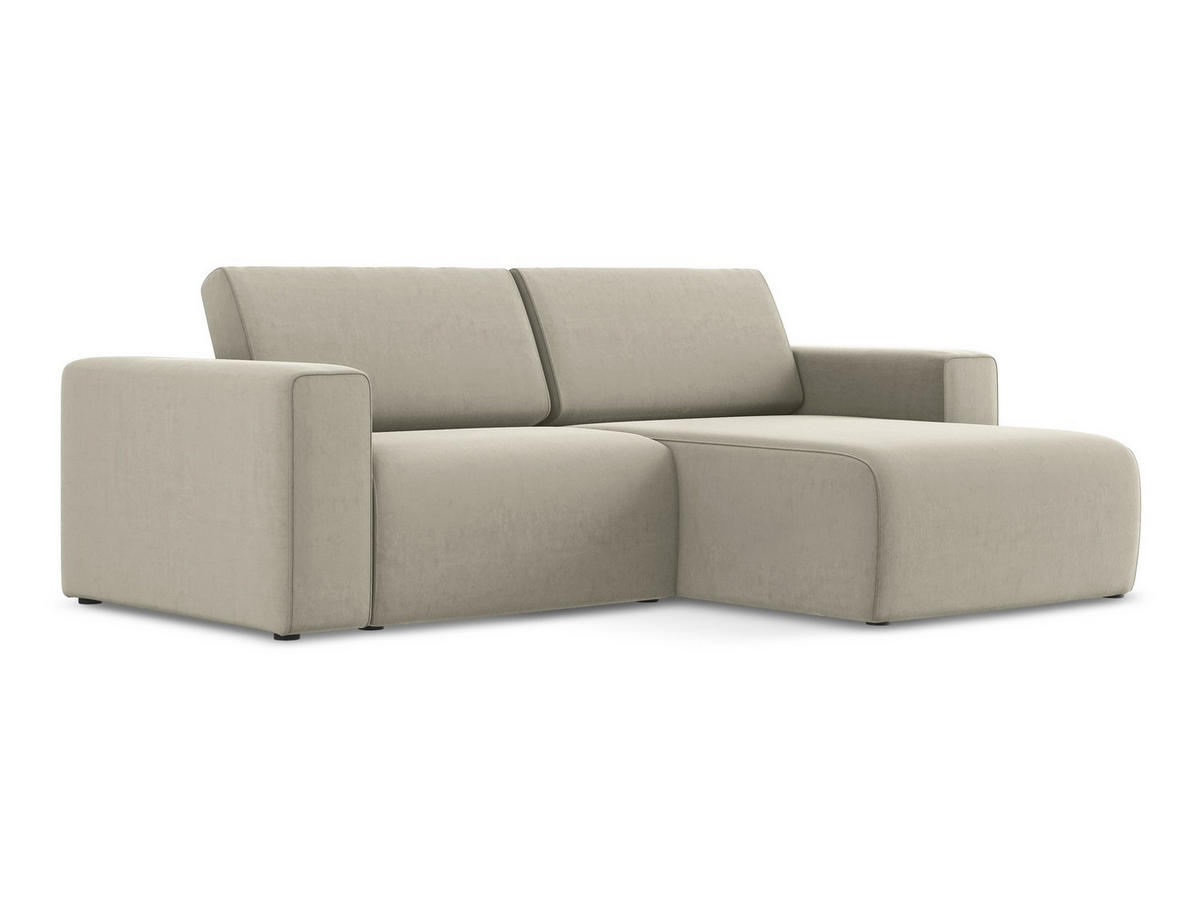 ECKSOFA Rechts Samt Stoff Creme - Perlmutt/Lila, Kunststoff/Textil (224/167cm) - Makamii