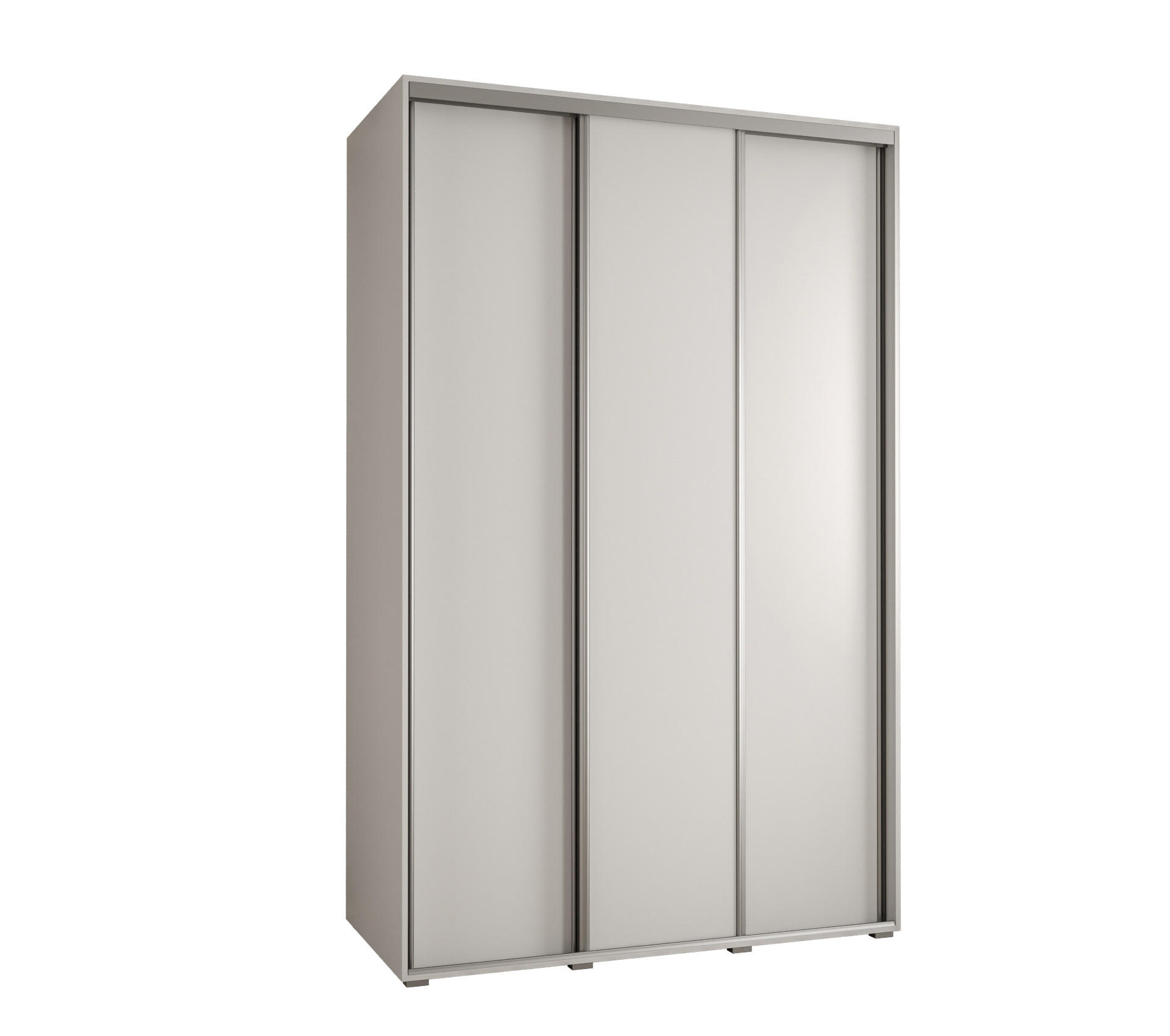Abiks Möbel Schwebetürenschrank Weiß, Weiß, Silber 150x235x45 cm
