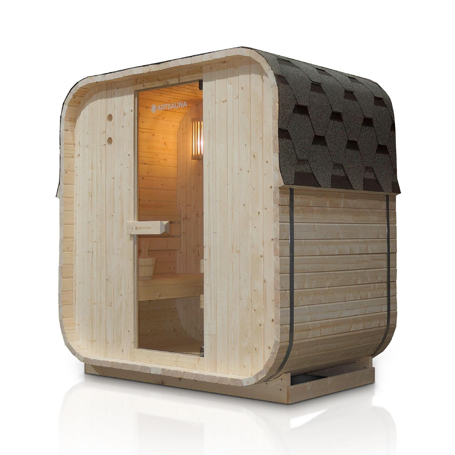 FASSSAUNA Nolvik M inkl. Zubehör-Set - Naturfarben, Holz (185/194/120cm) - Artsauna