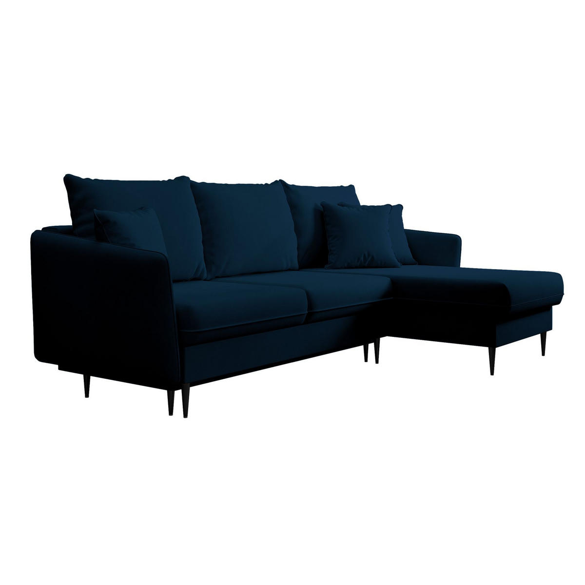 ECKSOFA Volio Dunkelblau Samt 223 cm - Schwarz/Dunkelblau, Textil/Metall (223/145cm) - Selsey