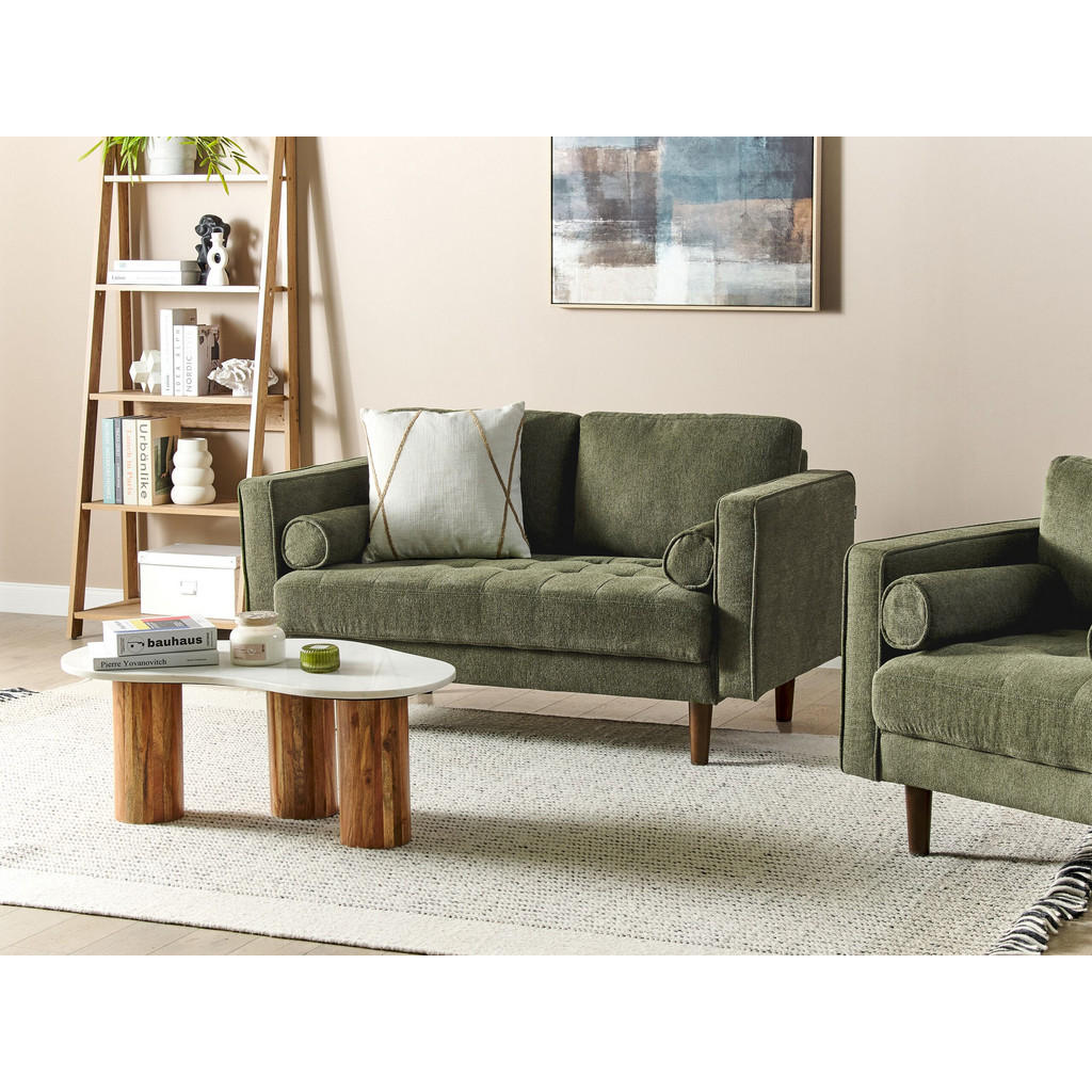 Thumbnail - Beliani 2-Sitzer-Sofa, Grün, Dunkelbraun, Textil, 140x78x74 cm, Wohnzimmer, Sofas & Couches, Sofas, 2-Sitzer Sofas