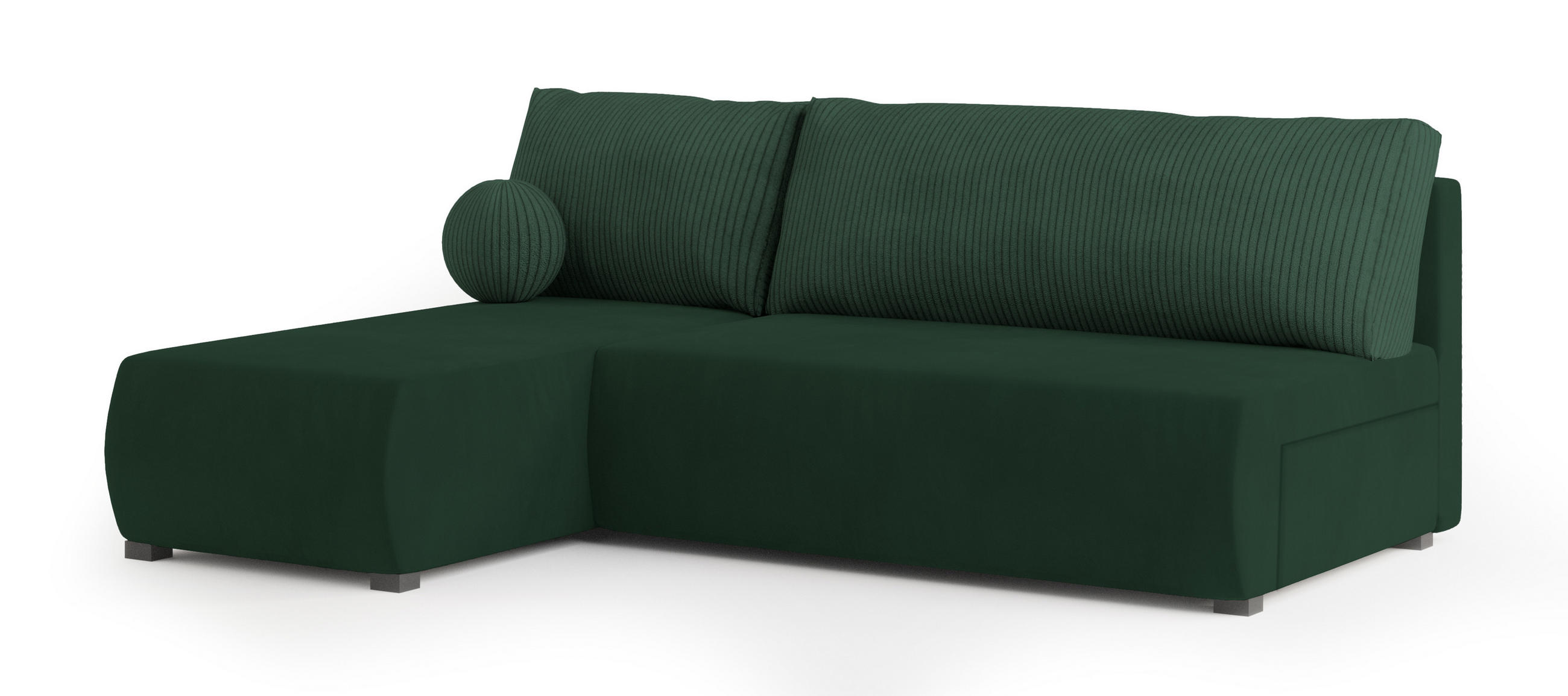 ECKSOFA PARVELO Grün Plüsch-Stoff mit Schlaffunktion - Grün, Holz (200/143cm) - MASSENO