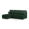 ECKSOFA PARVELO Grün Plüsch-Stoff mit Schlaffunktion - Grün, Holz (200/143cm) - MASSENO