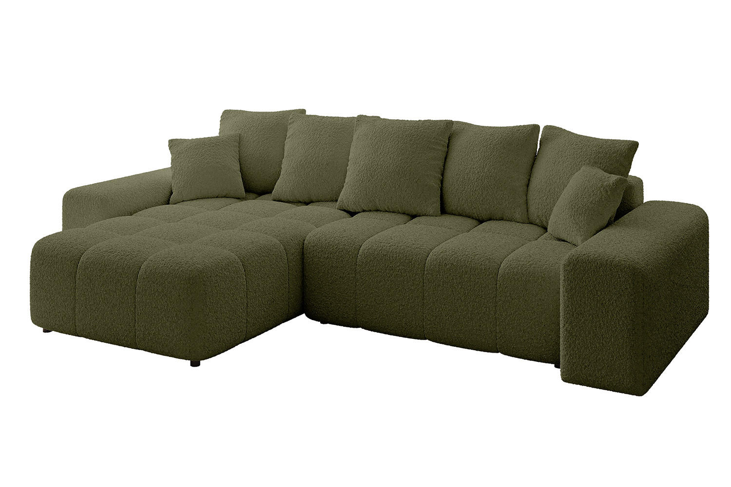 ECKSOFA Ottomane links/rechts ENIL-L 290x175x84 Grün Bouclé - Grün, Holzwerkstoff/Kunststoff (290/175cm) - ALTDECOR