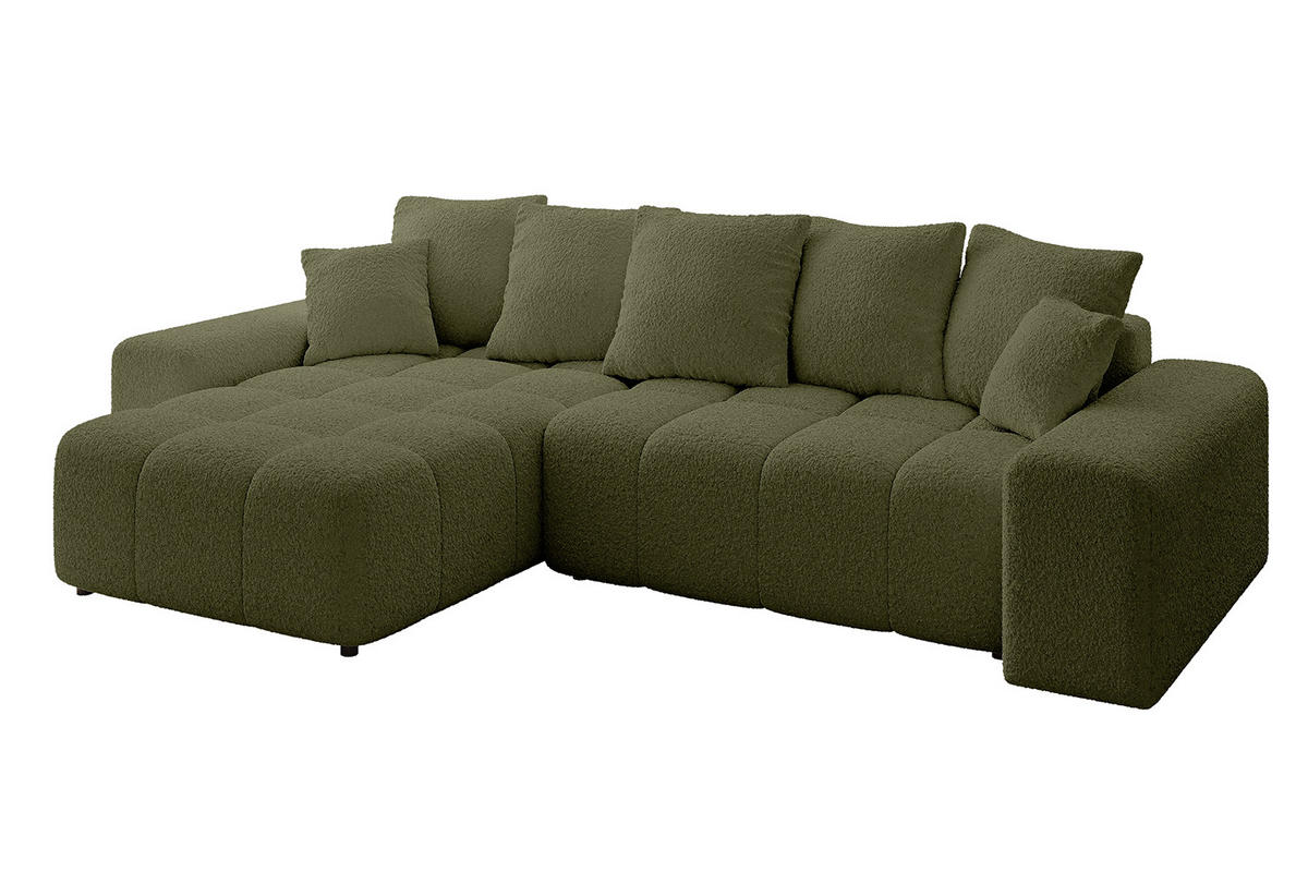 ECKSOFA Ottomane links/rechts ENIL-L 290x175x84 Grün Bouclé - Grün, Holzwerkstoff/Kunststoff (290/175cm) - ALTDECOR