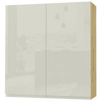 HÄNGESCHRANK Florence W4/90 Eiche Artisan / RAL 1013 perlweiß HG 90 / 32,5 / 96cm - Weiß Hochglanz/Eiche Artisan, Holz/Holzwerkstoff (90/96/32.5cm) - Feldmann-Wohnen