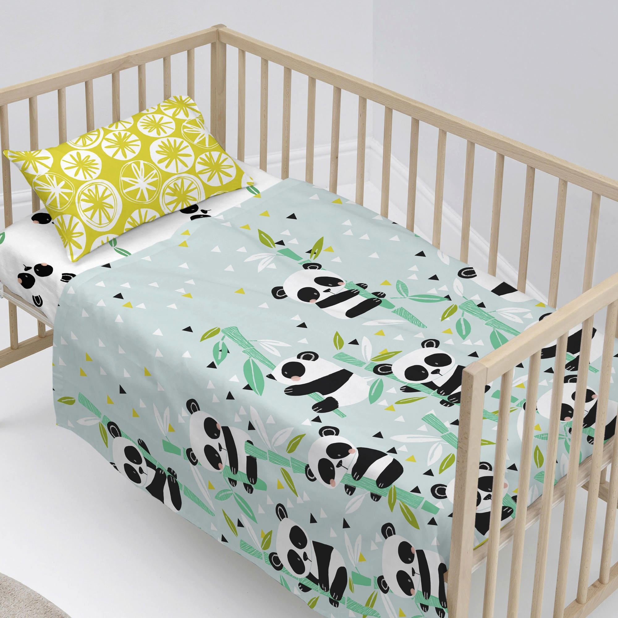 BETTWÄSCHE 2er-Set teiliges panda garden blue 100x130 cm (kinderbett) blau - Blau, Textil (100/130cm) - Happy Friday