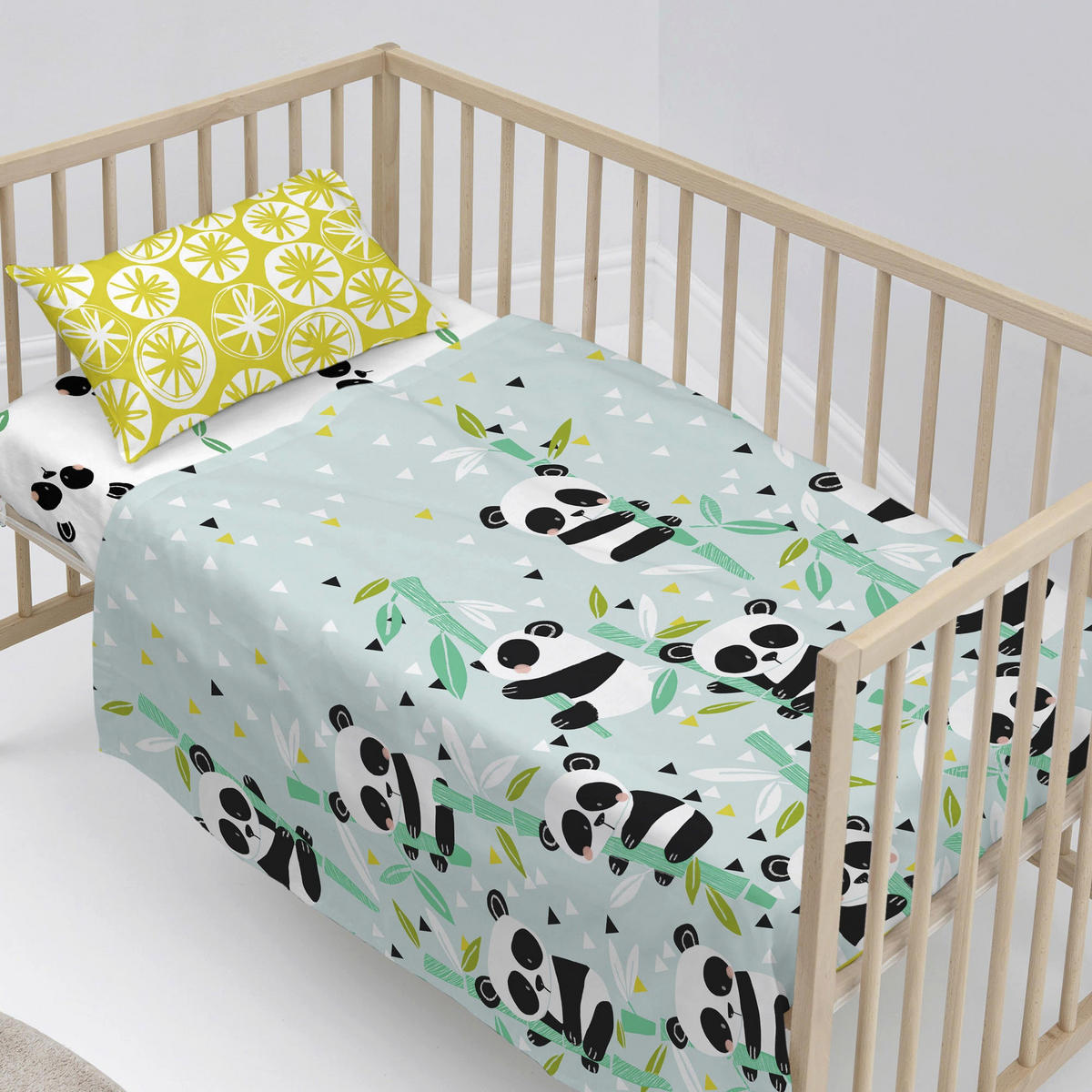 BETTWÄSCHE 2er-Set teiliges panda garden blue 120x180 cm (kinderbett) blau - Blau, Textil (120/180cm) - Happy Friday