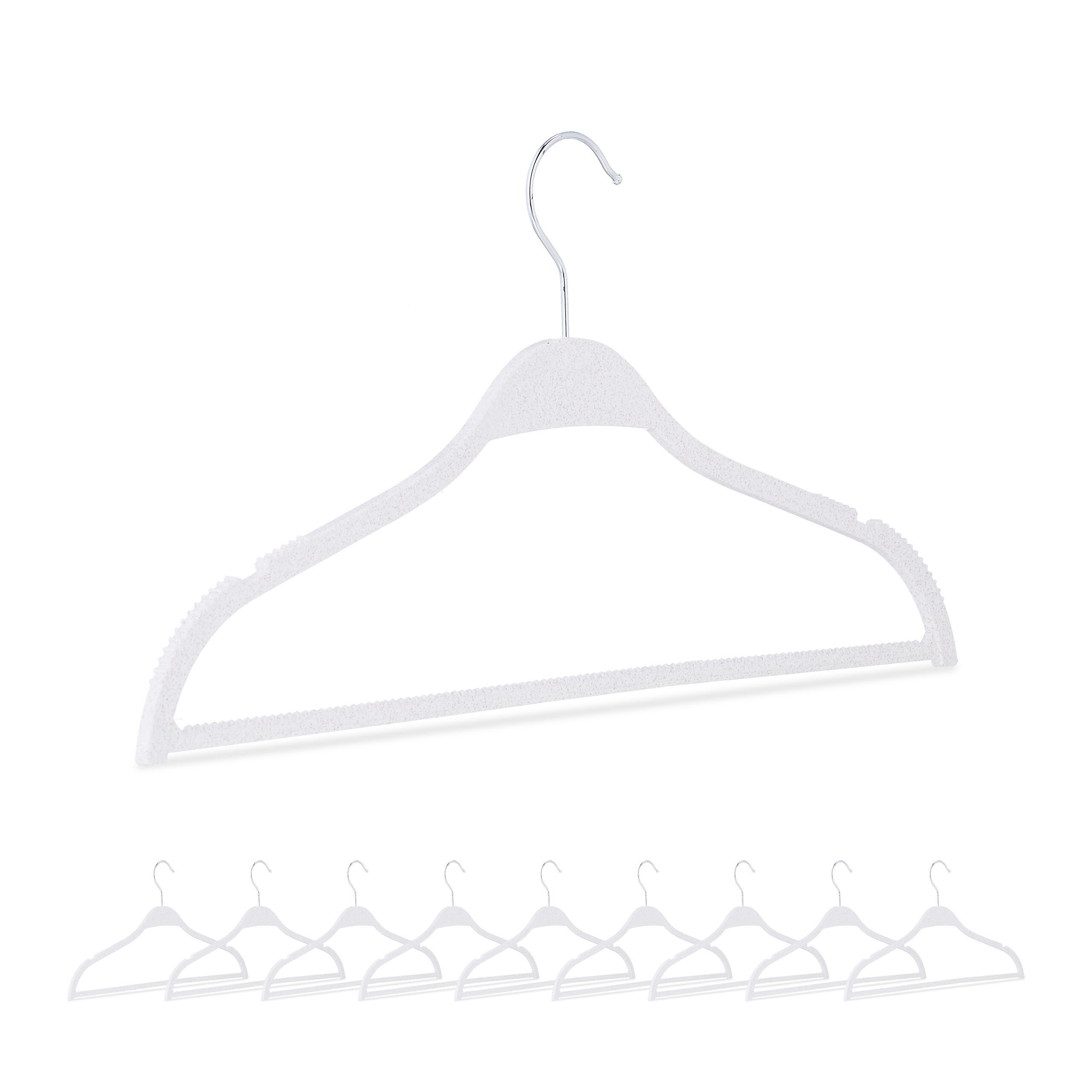 10XVEŠIAKY - biela, kov/textil (41.5/21/0.6cm) - Relaxdays