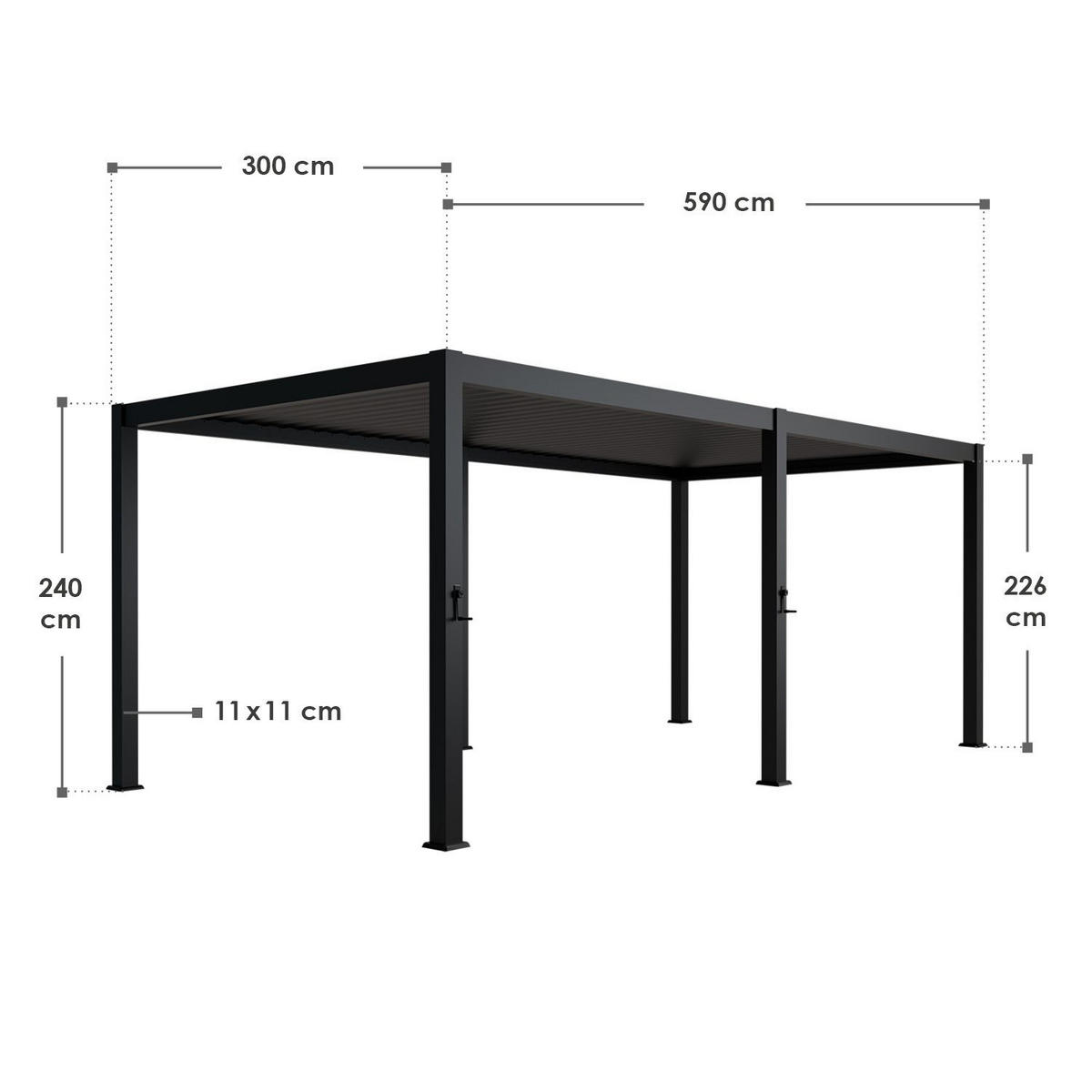 PERGOLA/ LAMELLENDACH Tahiti 3x5,9 m anthrazit - Anthrazit, Metall (590/240/300cm) - Juskys