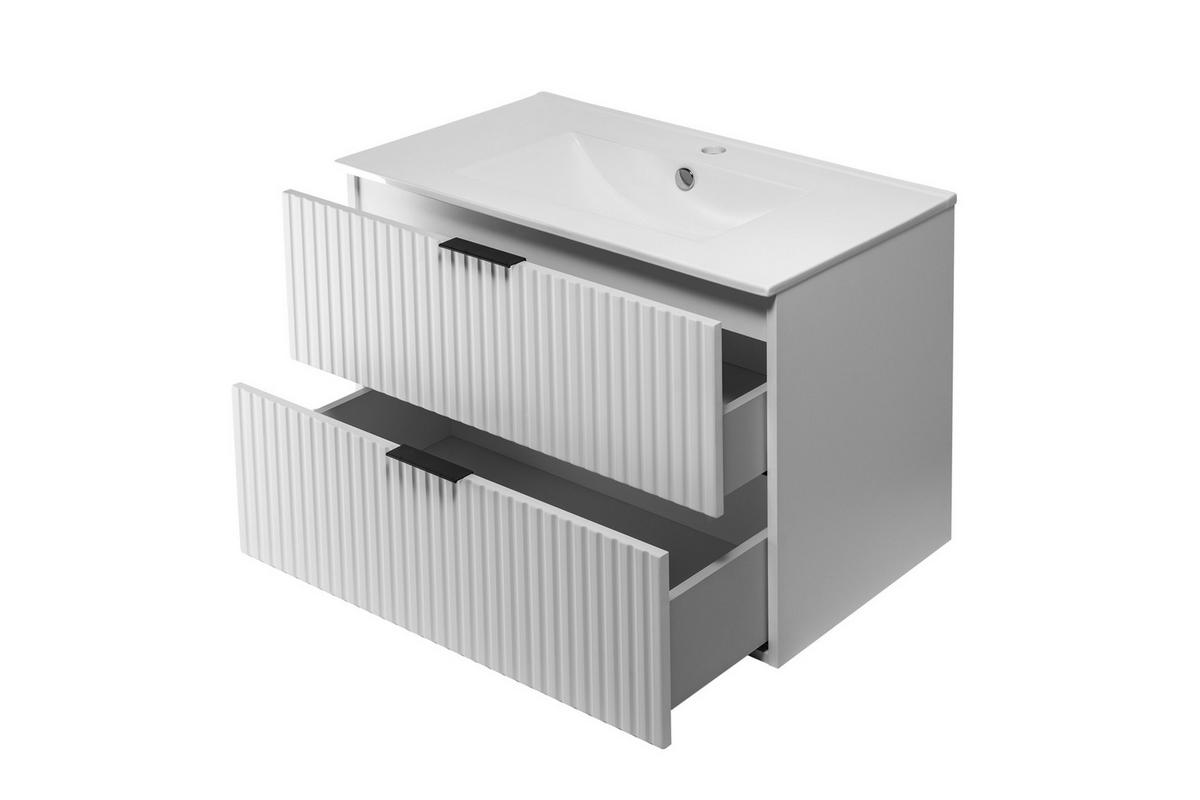 WASCHBECKUNTERSCHRANK + Waschbecken Weiß matt 80/57/46 cm - Weiß, Holzwerkstoff (80/46/57cm) - Rodan