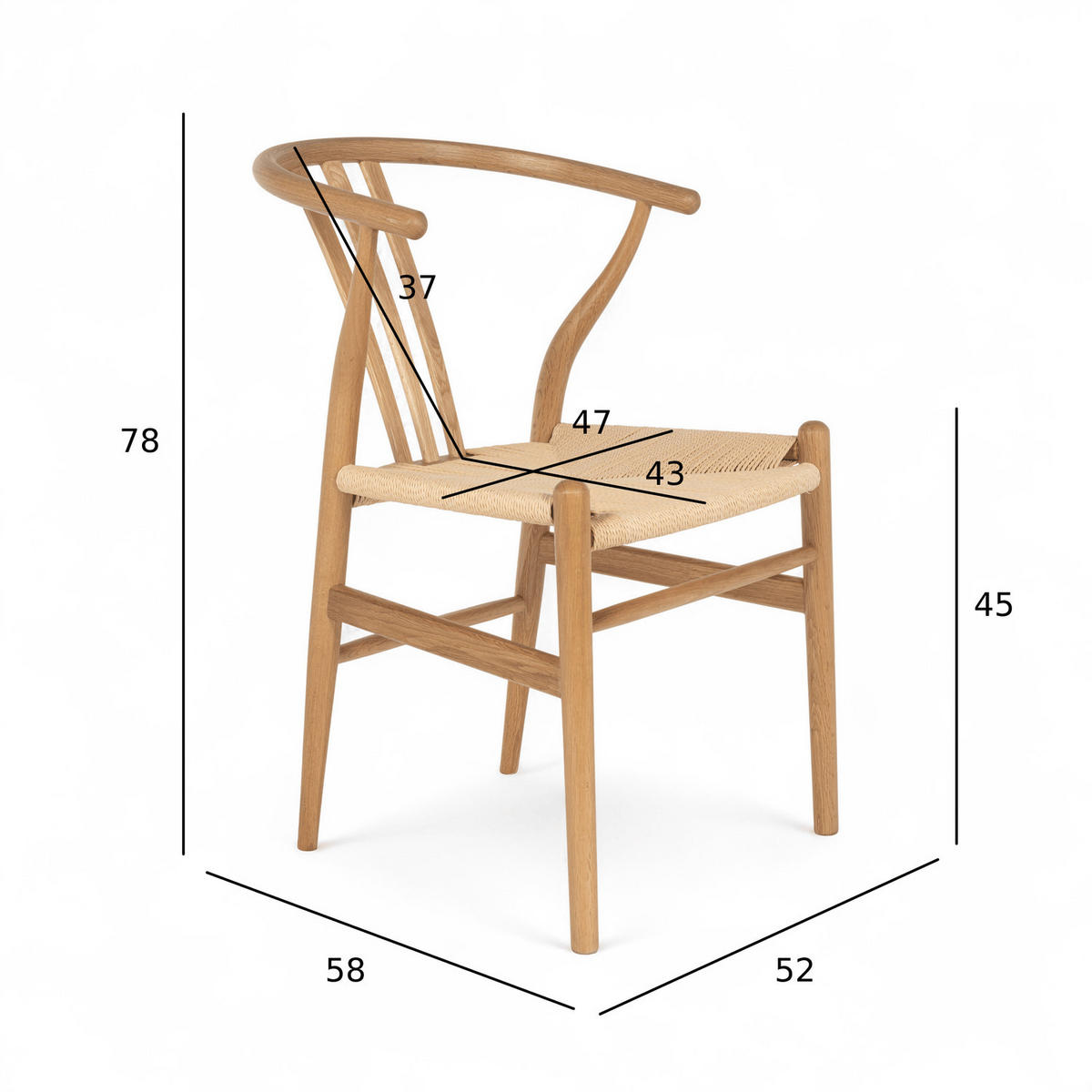 STUHL-SET 2 Stück in Rattan / Eiche Wildeiche - Braun, Holz/Papier (52/78/58cm) - Furnhouse