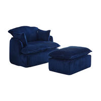 SESSEL DE-35257 mit Hocker Blau - Blau, Textil (89/77/115cm) - ComfortXL