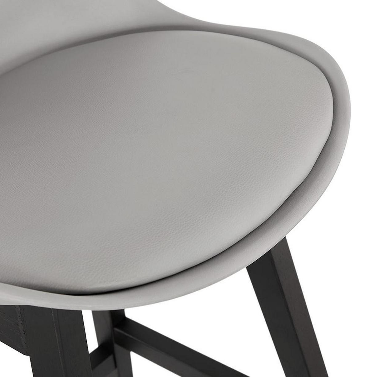 BARHOCKER Kunstleder Eichenholzgestell Sitzhöhe 65cm Skandi-Stil MIRANOX MINI, Grau-Schwarz 56x48x102 cm - Schwarz/Grau, Eichenholz/Kunststoff (48/102/56cm) - KADIMA DESIGN