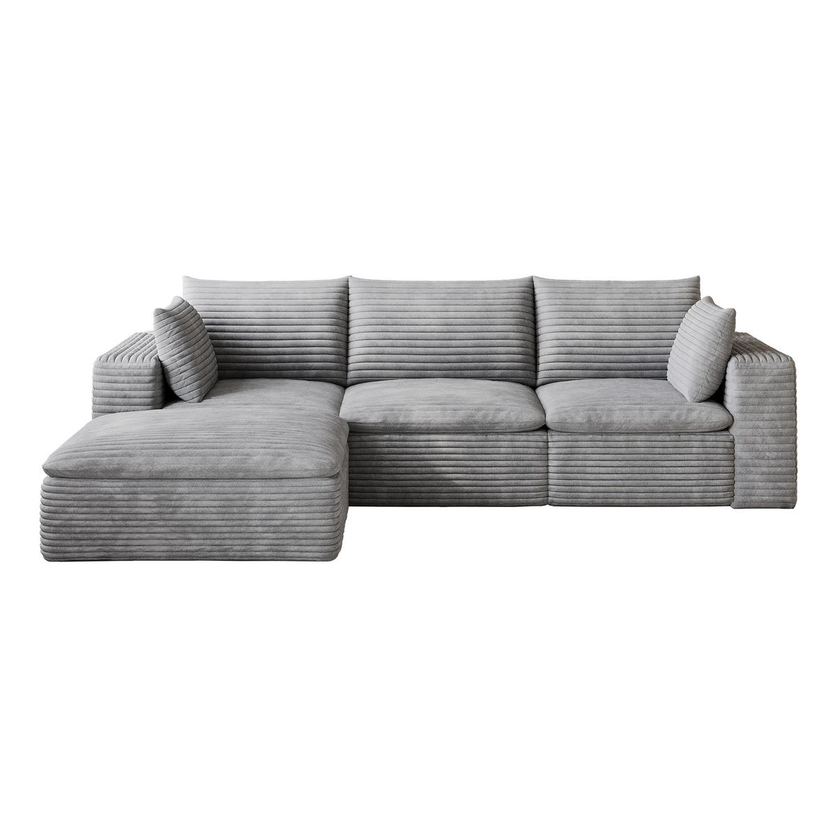 ECKSOFA DE-34773 3-Sitzer mit ottomane Grau - Grau, Textil (160/260cm) - ComfortXL