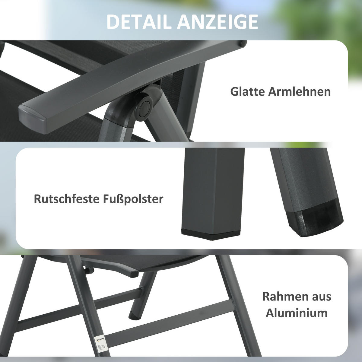 SITZGRUPPE, Schwarz, Aluminium - Schwarz, Metall - Outsunny