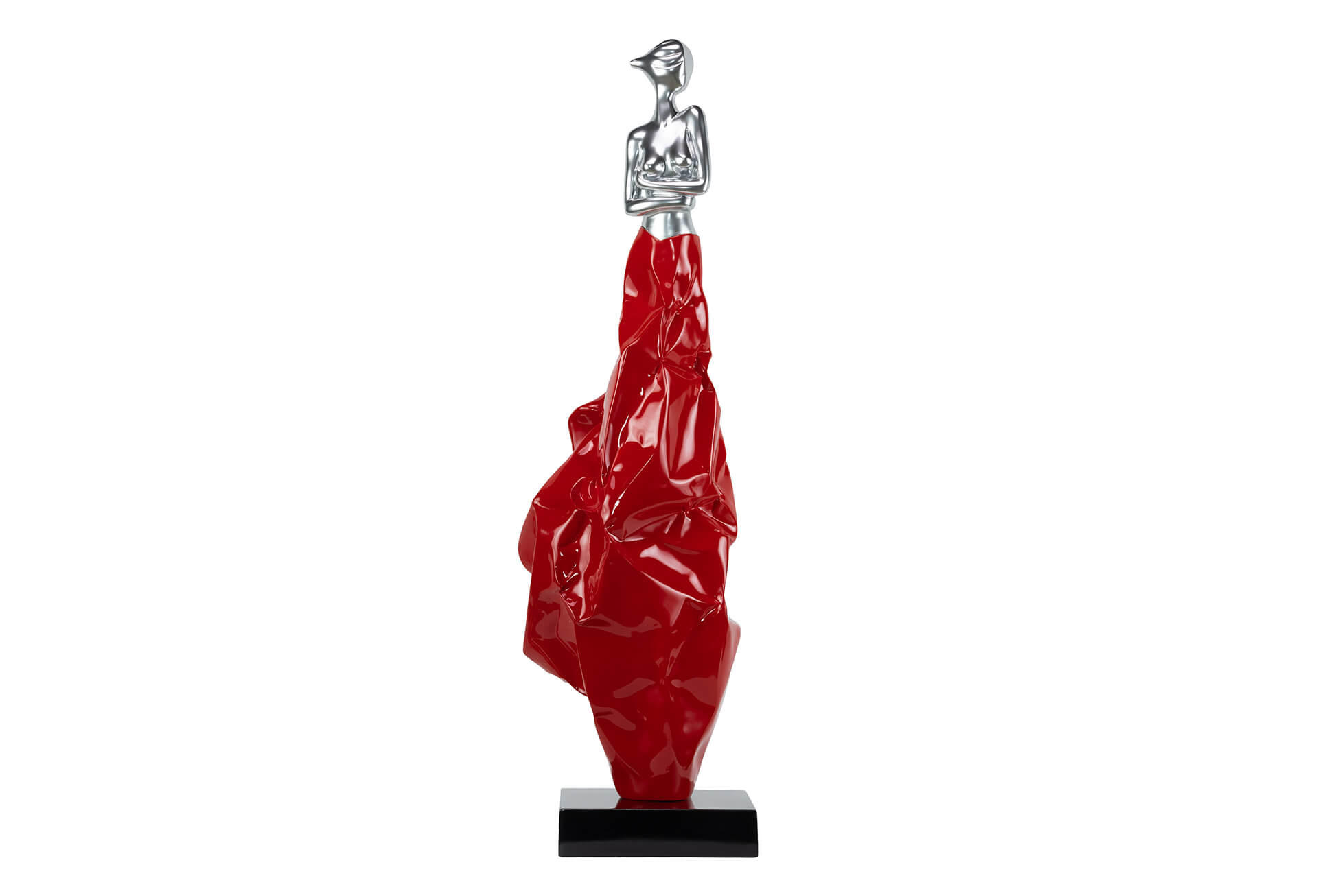 SKULPTUR Rot 24/88 cm - Rot/Silberfarben, Stein (5.85/88/24cm) - KUNSTLOFT