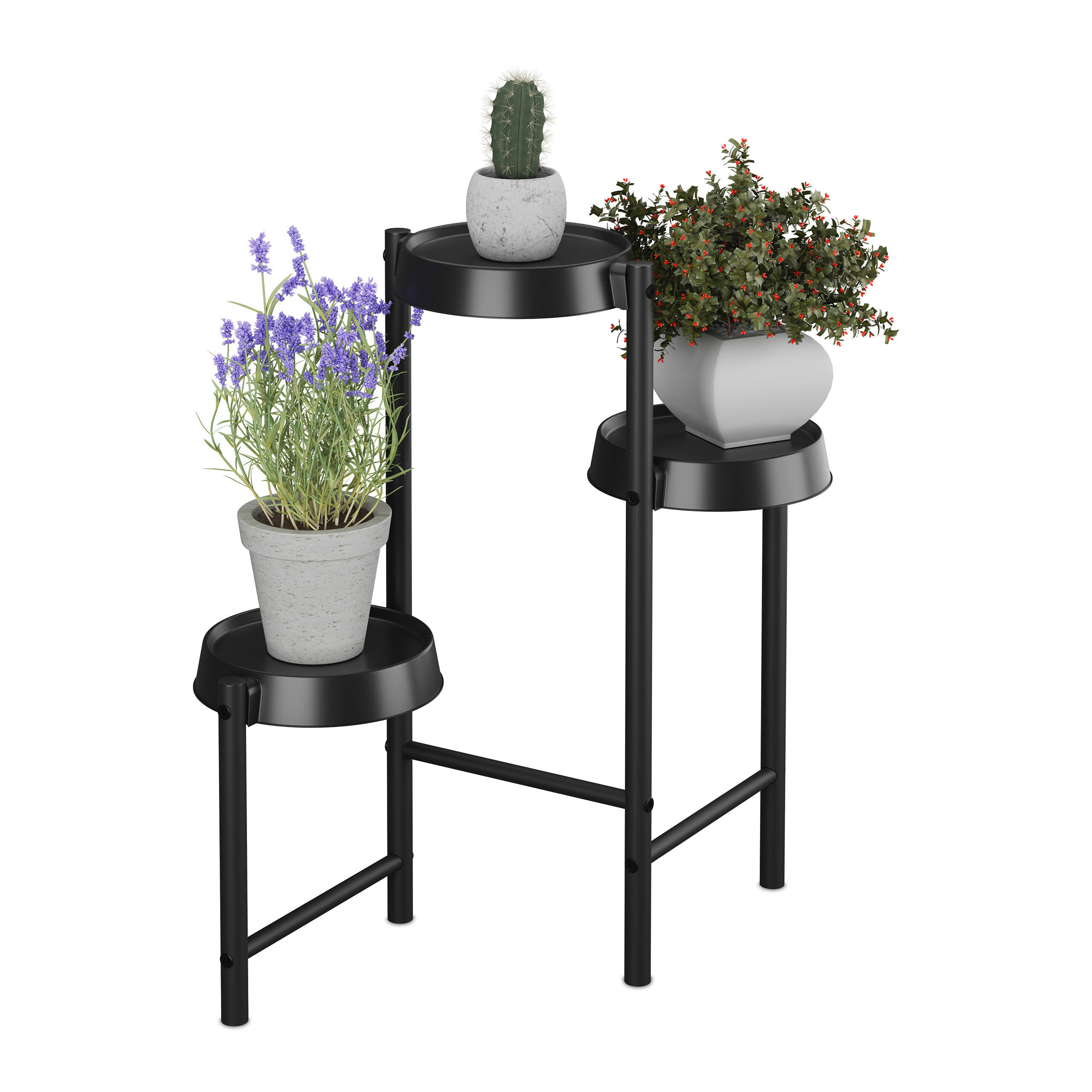 PFLANZENSTÄNDER - Schwarz, Kunststoff/Metall (30/55/61cm) - Relaxdays