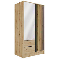 KLEIDERSCHRANK NELIA - 120 cm - Schwarz/Eiche Artisan, Holzwerkstoff (102/200/51cm) - ALTDECOR