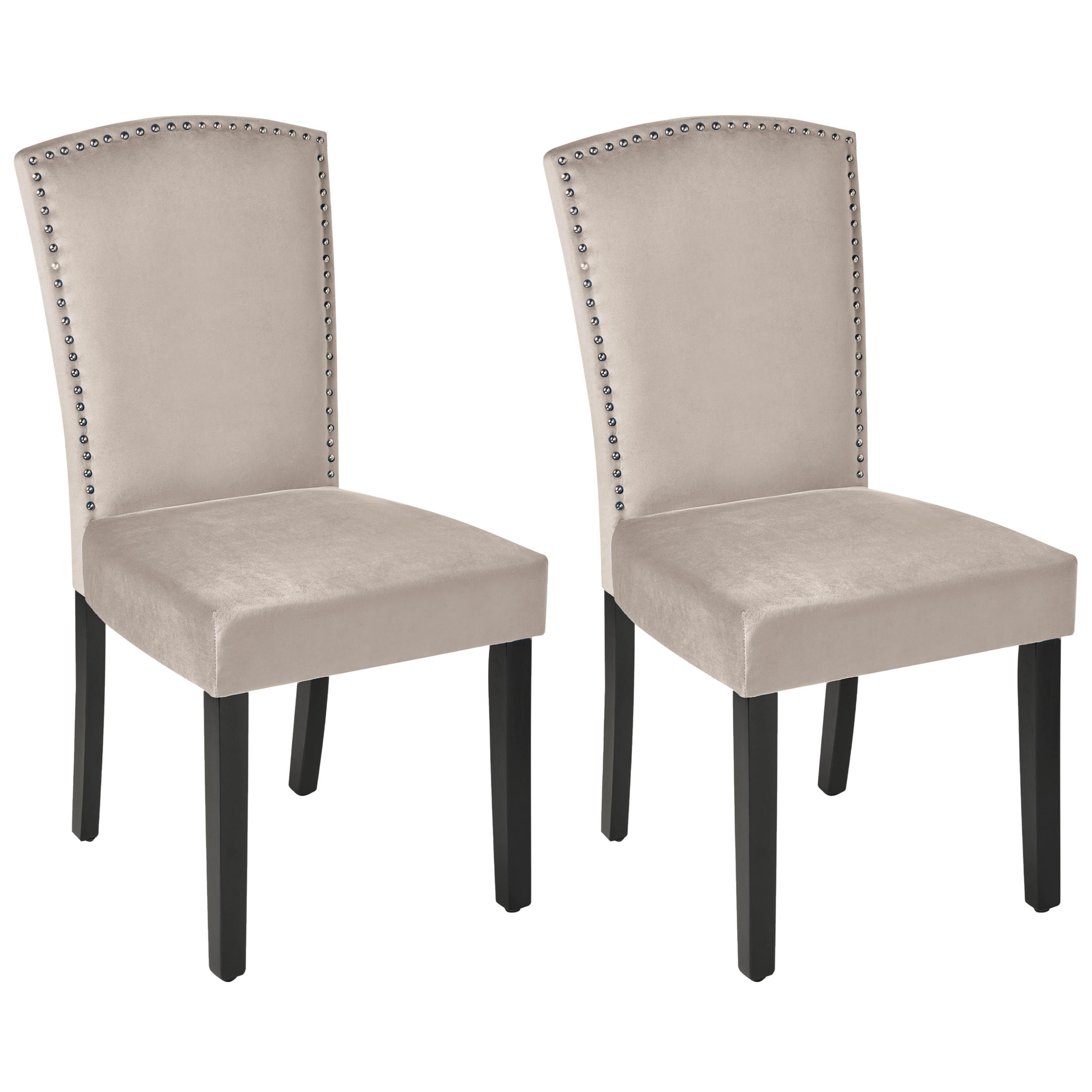 JÍDELNÍ ŽIDLE sada 2 ks Sametová látka Šedá Piseco - šedá, dřevo/textil (48/97/62cm) - Beliani