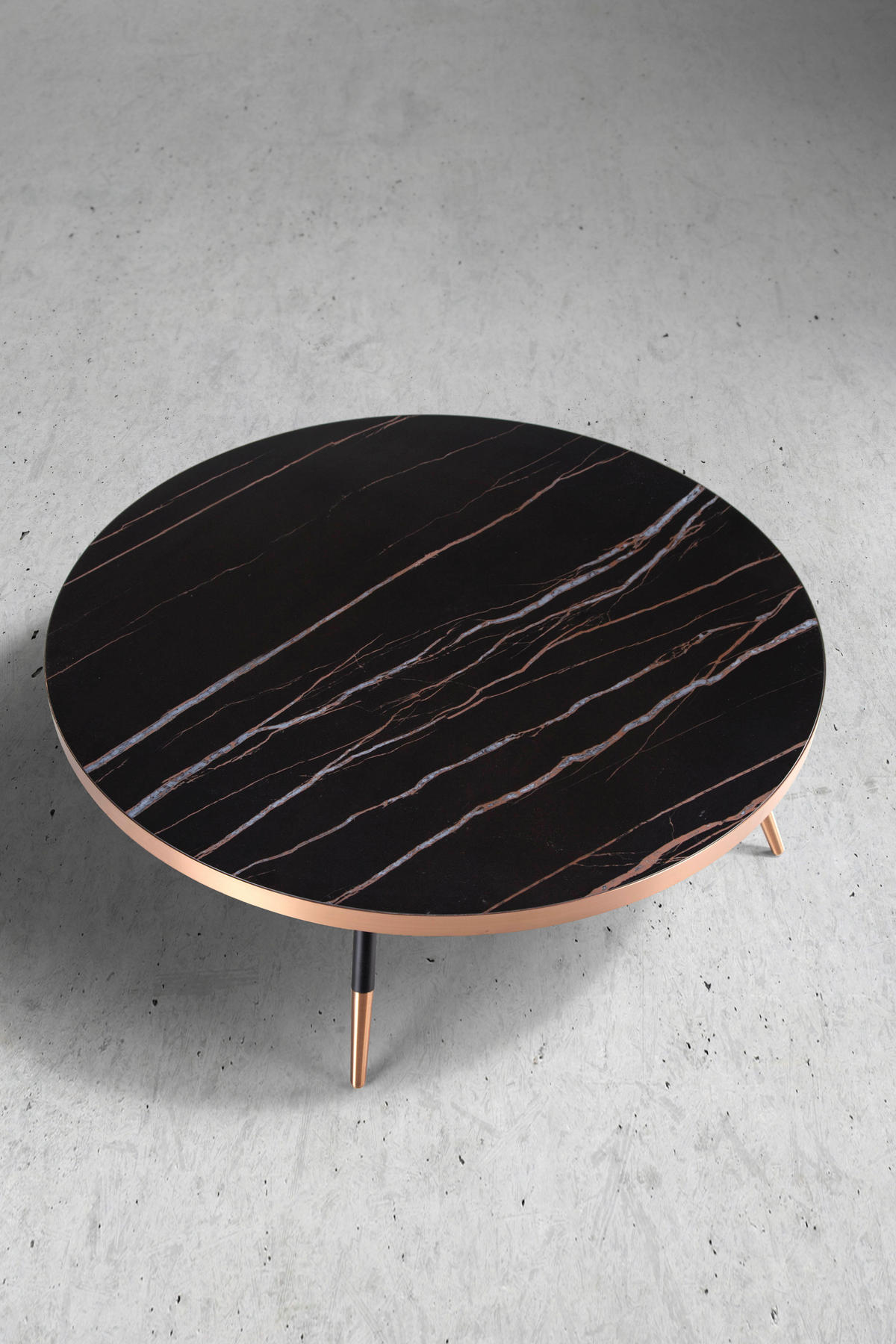 COUCHTISCH Runder Schwarz , Bronze 90/90/30 cm - Schwarz/Bronzefarben, Stein/Metall (90/90/30cm) - ANGEL CERDA