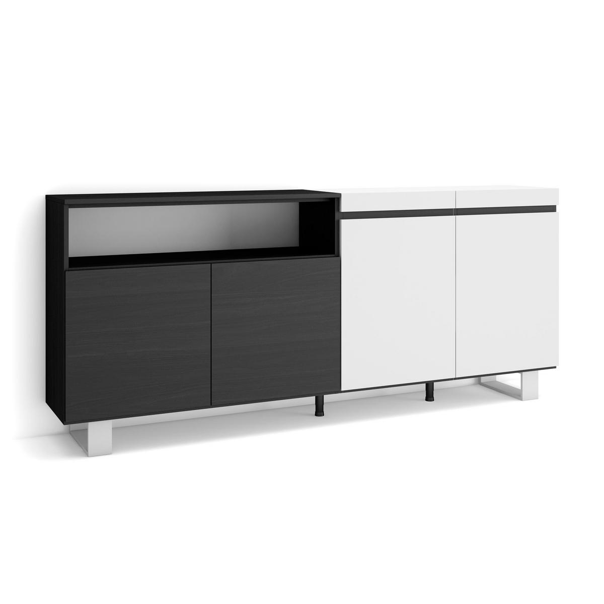 SIDEBOARD weiß und schwarz, 200/35/87cm - Multicolor, Holzwerkstoff (200/87/35cm) - Skraut Home