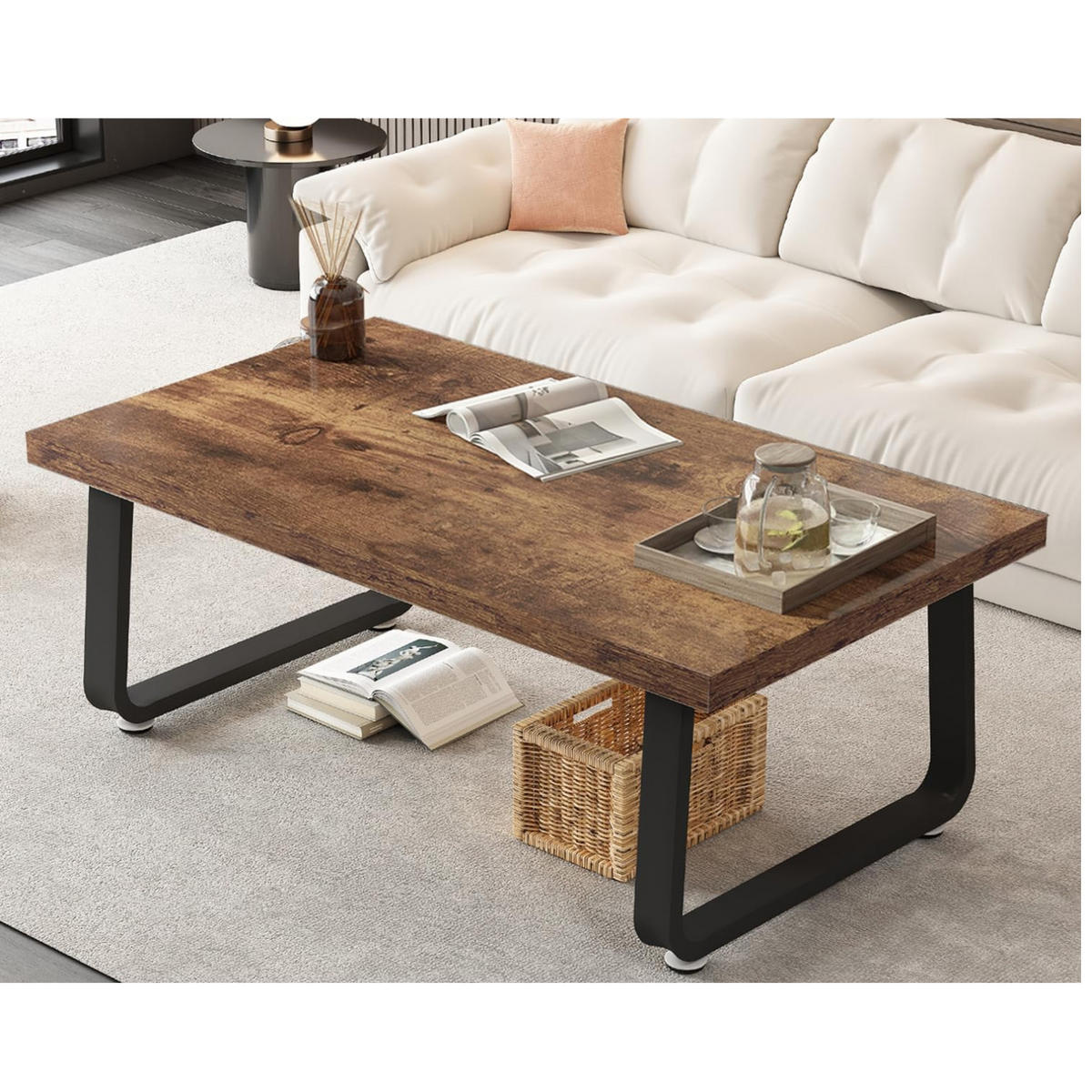 COUCHTISCH Modern Holz Metall 120 x 60 x 46,5 cm Wohnzimmertisch - Wildeiche, Holzwerkstoff/Metall (60/120/46.5cm) - Quality Elegance