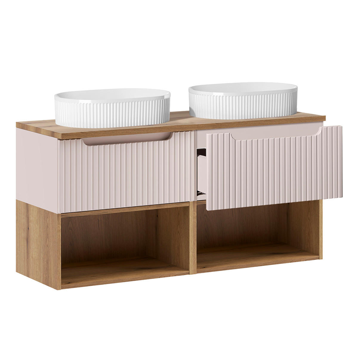 BADMÖBEL 120.4cm Riva 2er-Set Kaschmir - Beige, Holzwerkstoff (120.4/60/40cm) - Petits-meubles