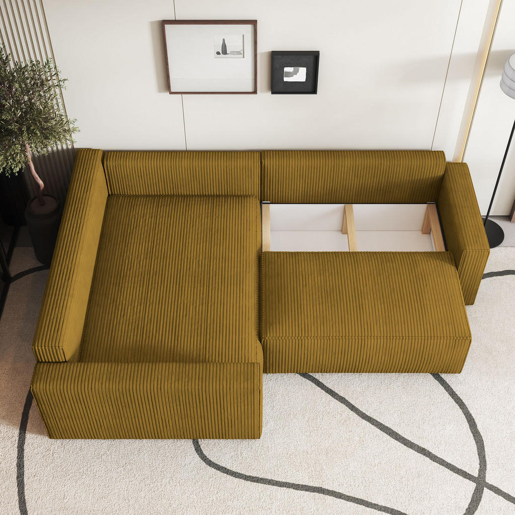 Thumbnail - Masseno Ecksofa, Gelb, Holz, 3-Sitzer, L-Form,L-Form, 265x194 cm, Wohnzimmer, Sofas & Couches, Wohnlandschaften, Ecksofa...