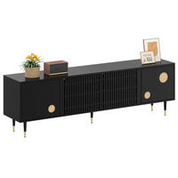 TV-SCHRANK 170/36/54 cm weiß MDF mit Gitterstruktur und goldenen Akzenten - Schwarz, Holzwerkstoff (170/54/36cm) - OKWISH