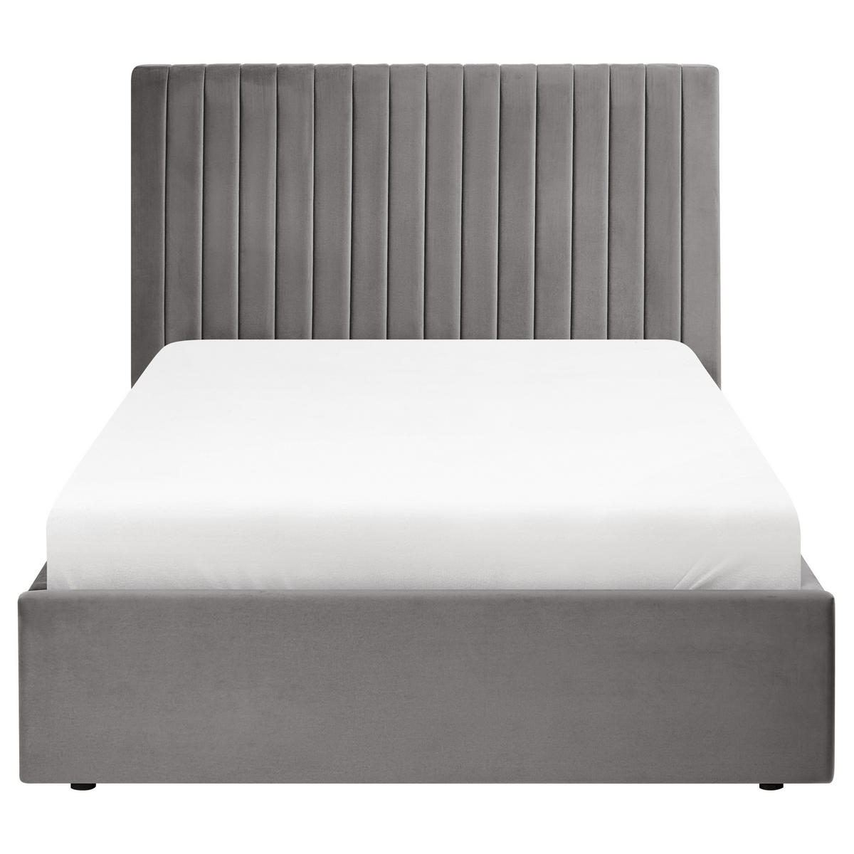 BETT mit Stauraum 120/200 cm Samtstoff Grau Vion - Grau, Textil (120/200cm) - Beliani