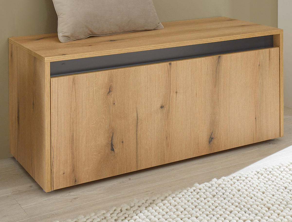 GARDEROBE Sitzbank in Evoke Eiche und grau Garderobenbank 100 cm Center - Eichefarben/Schwarz, Holzwerkstoff/Kunststoff (100/45/45cm) - Furn.Design