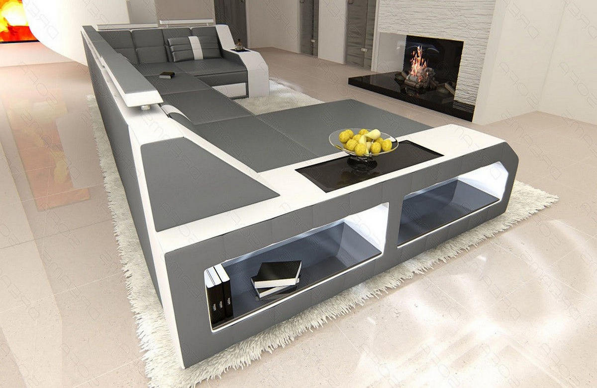 WOHNLANDSCHAFT Arezzo U - Grau, Leder (380/86/197cm) - Sofa Dreams