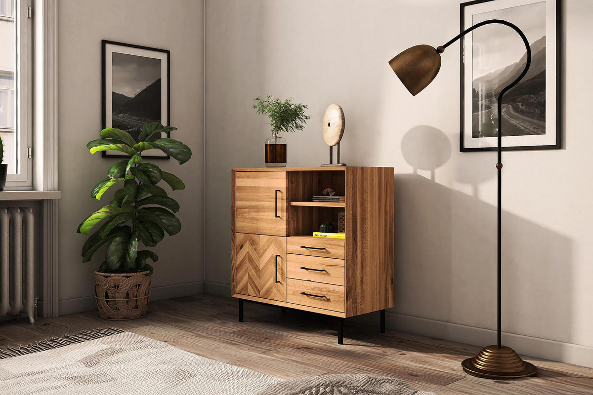 KOMMODE HOCH LEON Wildeiche - Wildeiche, Holz (97/95/45cm) - byoak