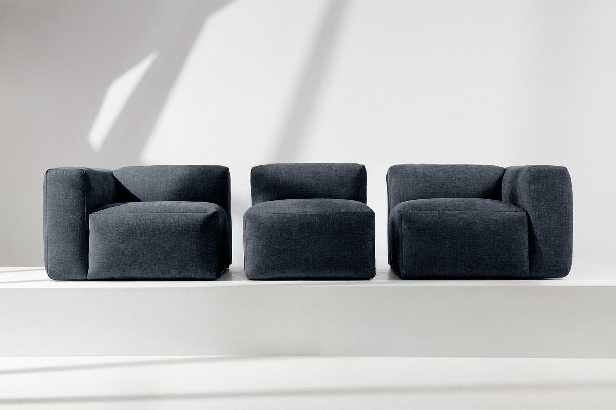 3-SITZER-MODULSOFA BUFFO mit extrem weicher und bequemer Sitzfläche, Gewebestoff, dunkelblau - Dunkelblau, Textil (290/73/96cm) - KONSIMO®