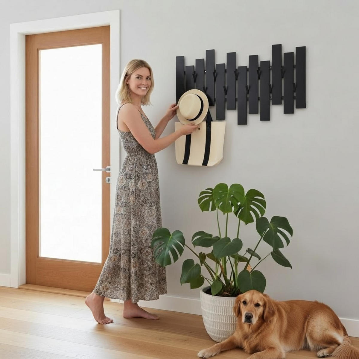 WANDGADEROBE Schwarz Metall Modern 96713 Garderobe Wand mit Haken - Schwarz, Metall (72/40/6cm) - DanDiBo