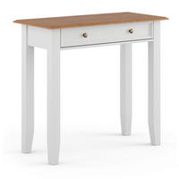 SCHMINKTISCH Belluno Elegante Kiefer weiß (RAL9010) lackiert / Kiefer gebeizt, Eichefarben 93 / 44 / 84cm - Eichefarben/Weiß, Holz/Metall (44/93/84cm) - Feldmann-Wohnen