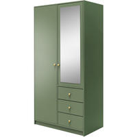 DREHTÜRENSCHRANK Solea Lux mit 2 Türen und 3 Schubladen, Grün - Goldfarben/Grün, Holzwerkstoff (100/200/57.5cm) - Beautysofa