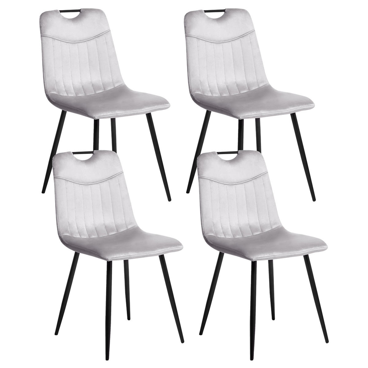 ESSZIMMERSTUHL 4er-Set Hellgrau Argyle - Hellgrau/Schwarz, Textil (45/86/55cm) - Beliani